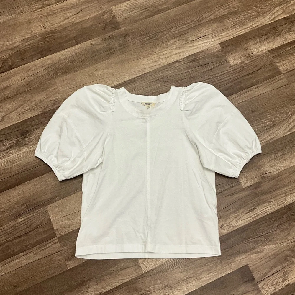 Madewell Womens  100% Cotton Puff-Sleeve Tee NT331 Size Small In White NWT